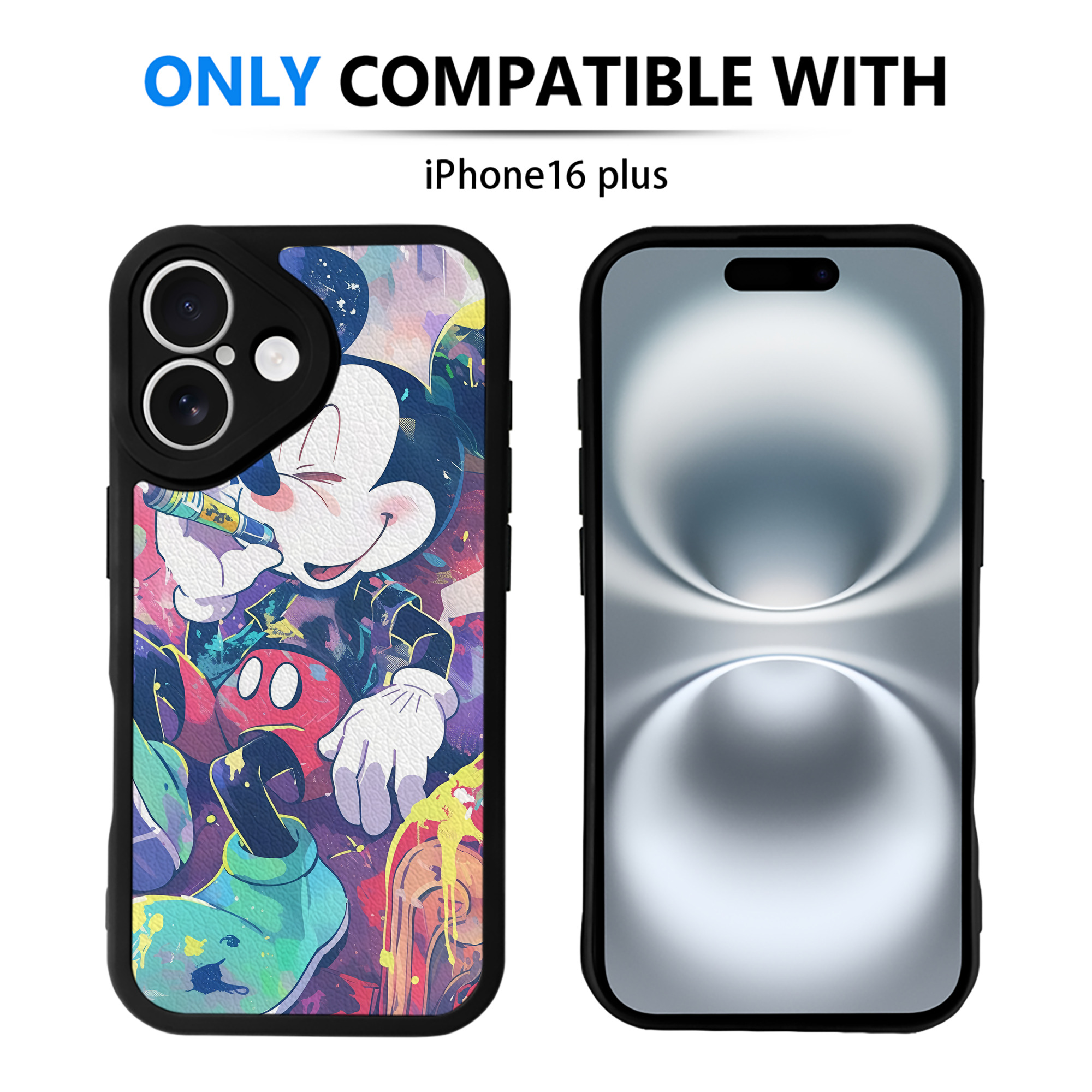 （画像用） ミッキーマウス Mickey Mouse 【iPhone 16シリーズ対応】シリコンスマホケース（レザー調） 材質：シリコン